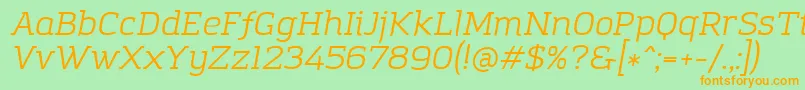 AmazingGroteskBookItalic Font – Orange Fonts on Green Background