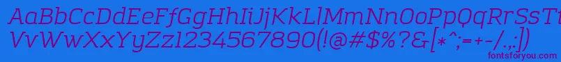 AmazingGroteskBookItalic Font – Purple Fonts on Blue Background