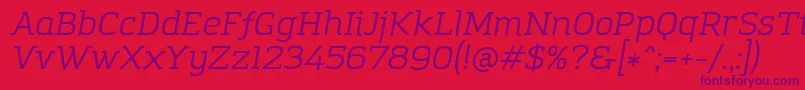 AmazingGroteskBookItalic Font – Purple Fonts on Red Background