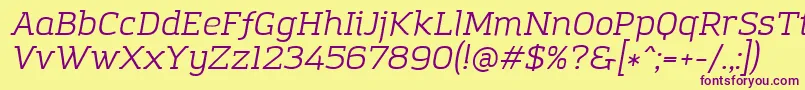 AmazingGroteskBookItalic Font – Purple Fonts on Yellow Background