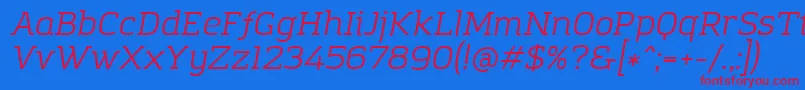 AmazingGroteskBookItalic Font – Red Fonts on Blue Background