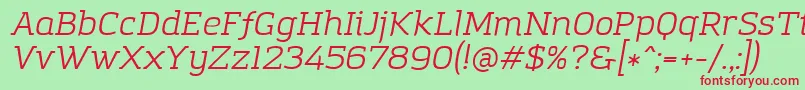 AmazingGroteskBookItalic Font – Red Fonts on Green Background