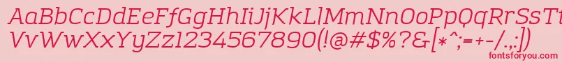 AmazingGroteskBookItalic-Schriftart – Rote Schriften auf rosa Hintergrund