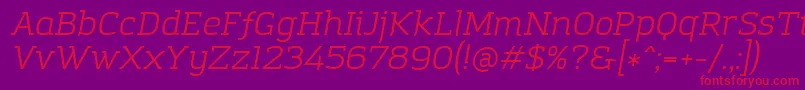 AmazingGroteskBookItalic Font – Red Fonts on Purple Background