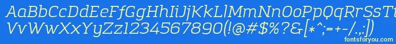 フォントAmazingGroteskBookItalic – 黄色の文字、青い背景