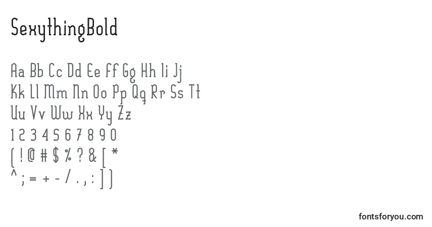 A fonte SexythingBold – alfabeto, números, caracteres especiais