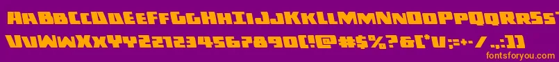 Darkallianceleft-Schriftart – Orangefarbene Schriften auf violettem Hintergrund