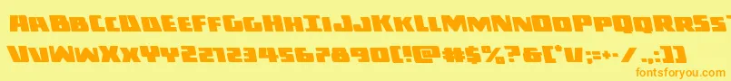 フォントDarkallianceleft – オレンジの文字が黄色の背景にあります。