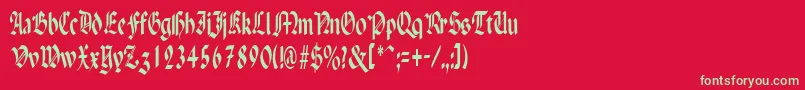 フォントPenchantnarrowRegular – 赤い背景に緑の文字