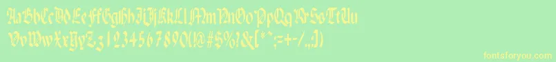 PenchantnarrowRegular Font – Yellow Fonts on Green Background