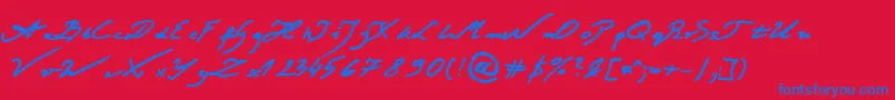 JacekZiebaJasinskiBold-Schriftart – Blaue Schriften auf rotem Hintergrund