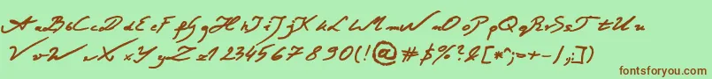 JacekZiebaJasinskiBold-fontti – ruskeat fontit vihreällä taustalla
