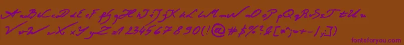 JacekZiebaJasinskiBold-Schriftart – Violette Schriften auf braunem Hintergrund