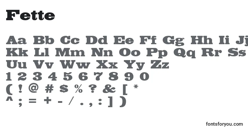 A fonte Fette – alfabeto, números, caracteres especiais