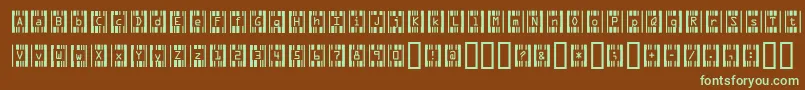 フォントRecognitionNekkid – 緑色の文字が茶色の背景にあります。