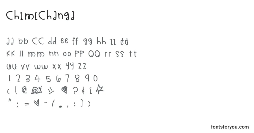 A fonte Chimichanga – alfabeto, números, caracteres especiais