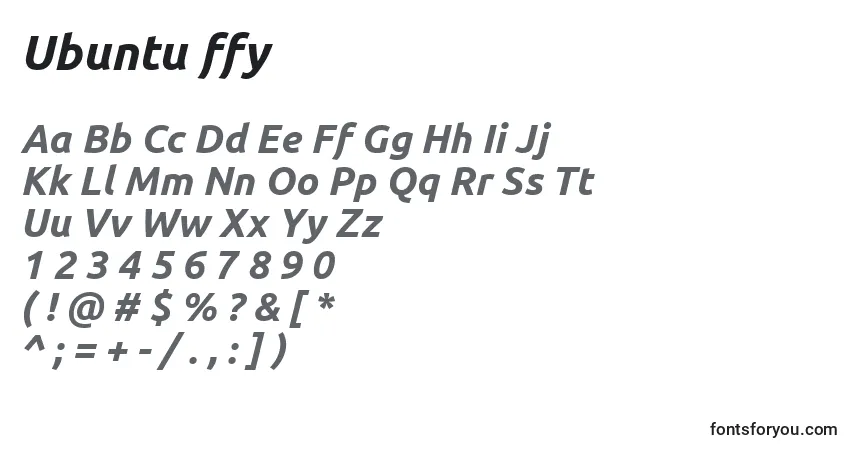 Czcionka Ubuntu ffy – alfabet, cyfry, specjalne znaki
