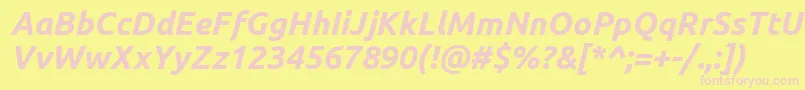 Ubuntu ffy-fontti – vaaleanpunaiset fontit keltaisella taustalla
