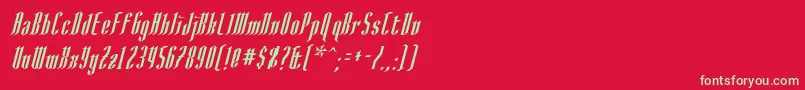 フォントAngloysgarthItalic – 赤い背景に緑の文字