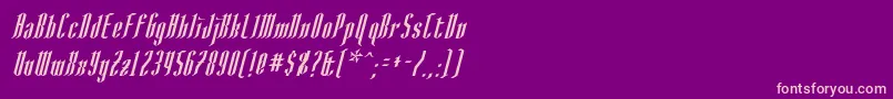 AngloysgarthItalic-fontti – vaaleanpunaiset fontit violetilla taustalla