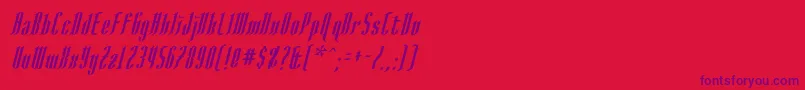 Fonte AngloysgarthItalic – fontes roxas em um fundo vermelho