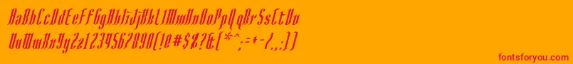 AngloysgarthItalic-Schriftart – Rote Schriften auf orangefarbenem Hintergrund