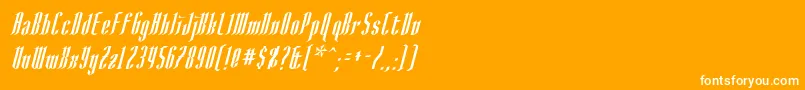 AngloysgarthItalic-Schriftart – Weiße Schriften auf orangefarbenem Hintergrund