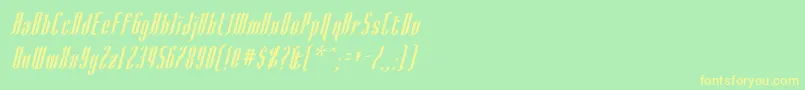 AngloysgarthItalic Font – Yellow Fonts on Green Background