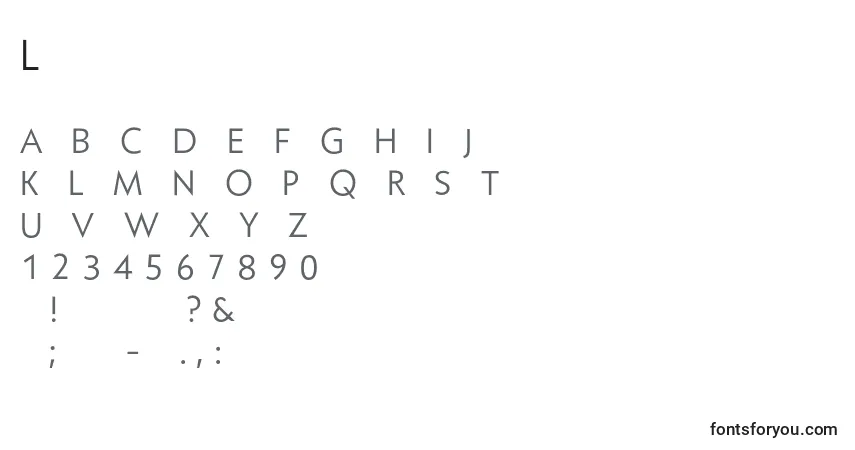 A fonte Larimar – alfabeto, números, caracteres especiais