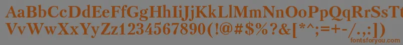 フォントPetersburgttBold – 茶色の文字が灰色の背景にあります。