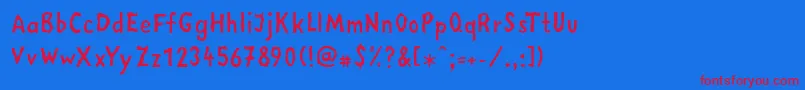 LinotypemegaIn Font – Red Fonts on Blue Background