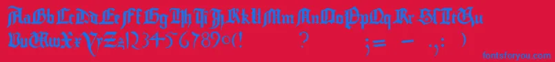 フォントGutenbergBibelschrift – 赤い背景に青い文字