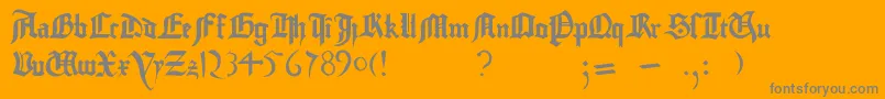 GutenbergBibelschrift-Schriftart – Graue Schriften auf orangefarbenem Hintergrund