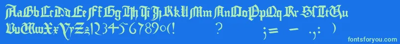 GutenbergBibelschrift Font – Green Fonts on Blue Background