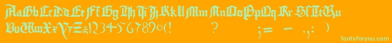 GutenbergBibelschrift Font – Green Fonts on Orange Background