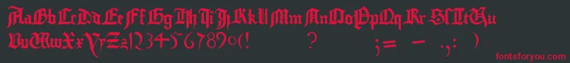 フォントGutenbergBibelschrift – 黒い背景に赤い文字