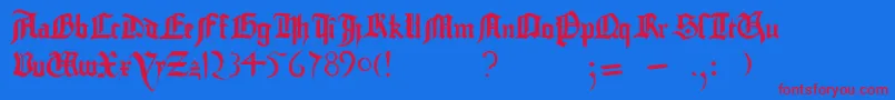 Шрифт GutenbergBibelschrift – красные шрифты на синем фоне