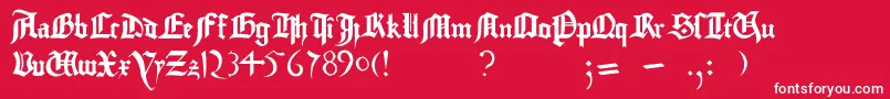 フォントGutenbergBibelschrift – 赤い背景に白い文字