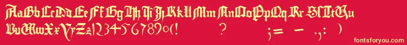fuente GutenbergBibelschrift – Fuentes Amarillas Sobre Fondo Rojo