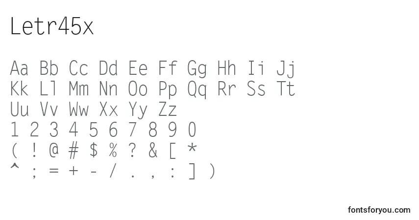 Schriftart Letr45x – Alphabet, Zahlen, spezielle Symbole