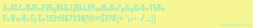 フォントPresidentgasink – 黄色い背景に緑の文字