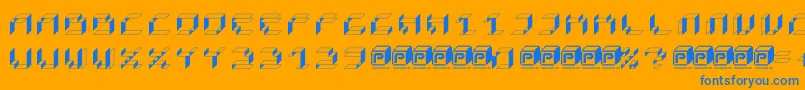 PapercubeBox-Schriftart – Blaue Schriften auf orangefarbenem Hintergrund