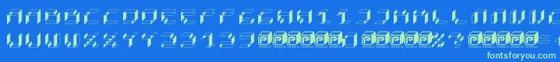 PapercubeBox Font – Green Fonts on Blue Background