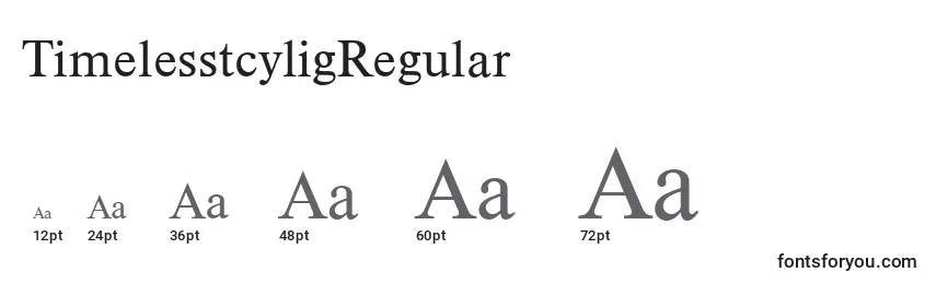sizes of timelesstcyligregular font, timelesstcyligregular sizes
