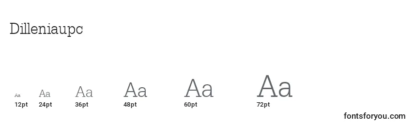 sizes of dilleniaupc font, dilleniaupc sizes