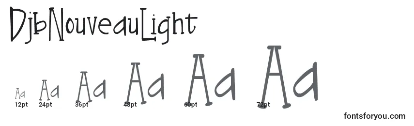 sizes of djbnouveaulight font, djbnouveaulight sizes