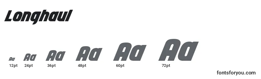 sizes of longhaul font, longhaul sizes