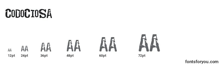 sizes of codociosa font, codociosa sizes