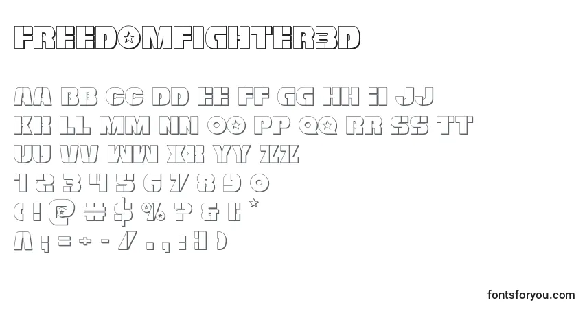 characters of freedomfighter3d font, letter of freedomfighter3d font, alphabet of  freedomfighter3d font