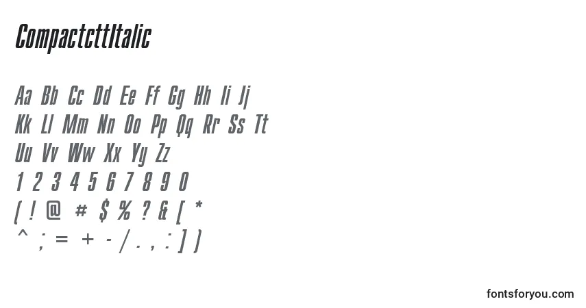 characters of compactcttitalic font, letter of compactcttitalic font, alphabet of  compactcttitalic font